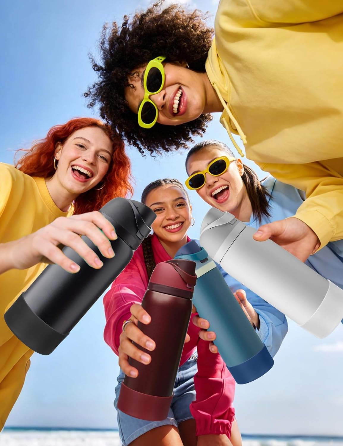 Mity rain 2PCS Silicone Boot for Owala Water Bottle 24 oz 32 oz, Anti-Slip Protective Sleeve Bottom Bumper Protector for FreeSip Stainless Steel Water Bottles Accessories