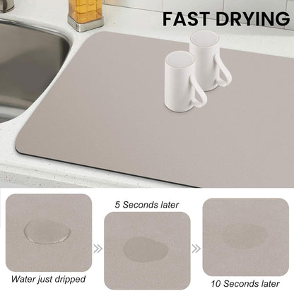 WISELIFE Dish Drying Mat Super Absorbent Drying Mat Large Dish Drying Mats for Kitchen Counter Easy Clean Dish Mat Kitchen Drying Mat15"x 18" Stylish Grey