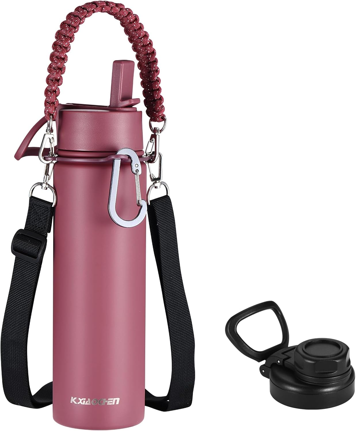KXIAOCHEN Insulated Water Bottle With Strap, Cold For 48 Hrs Leak Proof, Triple Wall Stainless Steel Sports Water Bottle With Straw And Spout Lid For Gym Hiking Travel