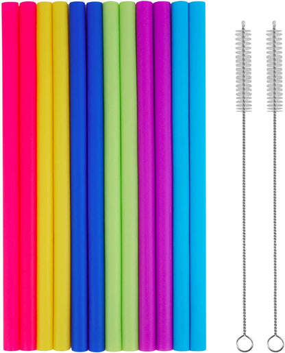 tifanso 14PCS Reusable Silicone Straws with Cleaning Brushes, 10" Flexible Extra Wide Large Jumbo Drinking Straws, Great for for 30oz and 20oz Tumblers Yeti/Rtic and Milkshakes