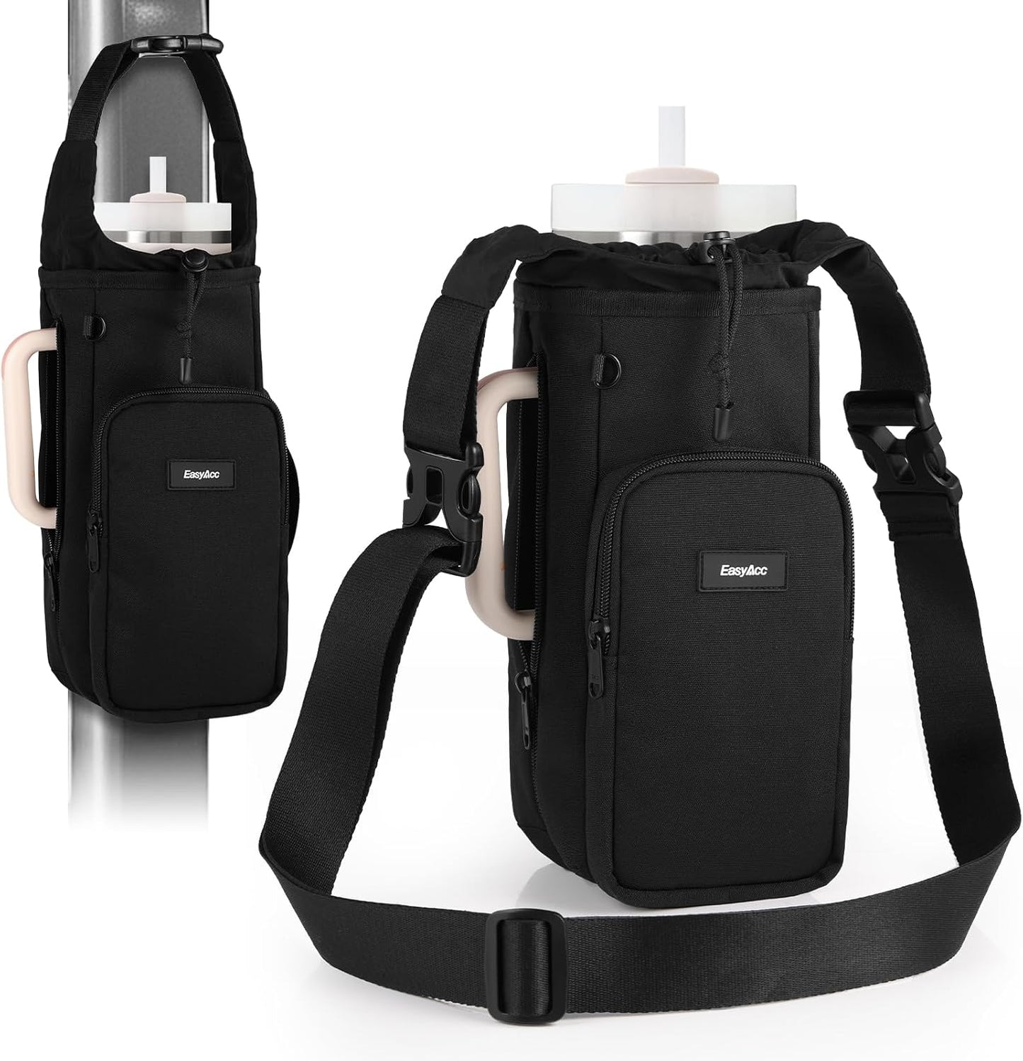 EasyAcc Water Bottle Holder Strap Sling, for Owala FreeSip 24 32 40 oz, Hydro Flask, Cirkul, Yeti, Stanley Flip, Universal Water Bottles, with Carabiner, for Walking Curise Travel (Bottle Excluded)