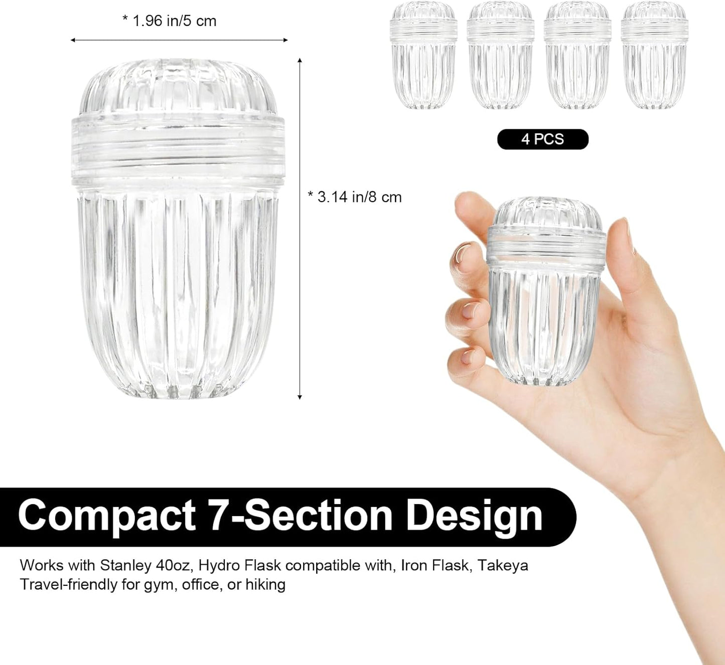 2-Pack Fruit Infuser Inserts for Wide Mouth Water Bottles, Leak-Proof Herb & Tea Strainer, BPA-Free Reusable Diffuser Compatible with 32-40oz Tumblers (Ice Cube Compatible) ﻿