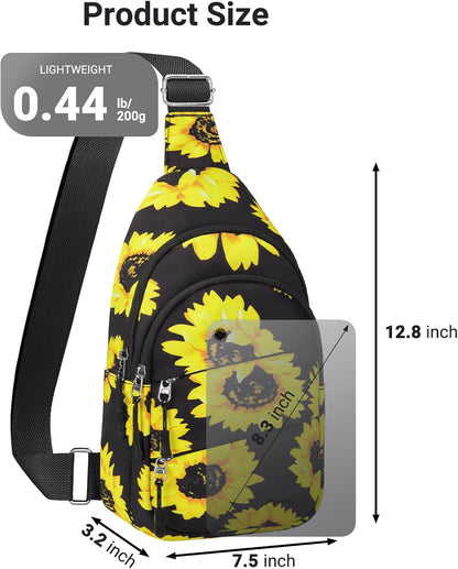 Tuwubi Crossbody Bags for Women, Sling Bag for Men, Small Hiking Backpack Anti Theft Lightweight for Outdoors Travel (M, Black)