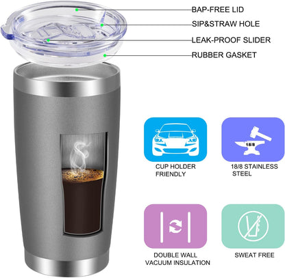VEGOND 20oz Tumbler with Lid and Straw Stainless Steel Tumbler Cup Bulk Vacuum Insulated Double Wall Travel Coffee Mug Powder Coated Coffee Cup, Black, 12 Pack