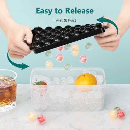 Optish 3 Pack Ice Trays for Freezer, 99 PCS Ice Cube Tray with Lid and Bin, Round Ice Cube Mold, Circle Ice Maker for Chilling Drinks (0.8 inch, Pink)
