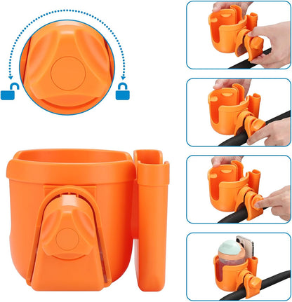 Accmor Stroller Cup Holder with Phone Holder, Bike Cup Holder, Universal Cup Holder for Uppababy Nuna Doona Strollers, 2-in-1 Cup Holder for Walker, Wheelchair, Scooter - Colors A