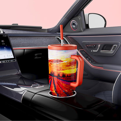 Meoky 40 oz Tumbler with Handle and Straw: Stainless Steel Insulated Tumbler with Lid and Straw - 100% Leak Proof Tumbler for Car Cup Holders - Travelers Commuters Workers, Pink
