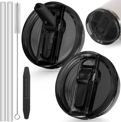 30oz Flip Straw Lid for Stanley Quencher H2.0 Tumbler, 2 Pack Leak Proof Lid Replacement No Spill Cover for Stanley Cup Accessories ProTour (Rose Quartz,Rose Quartz) - Colors B