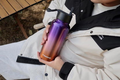 KXIAOCHEN Insulated Water Bottle With Strap, Cold For 48 Hrs Leak Proof, Triple Wall Stainless Steel Sports Water Bottle With Straw And Spout Lid For Gym Hiking Travel