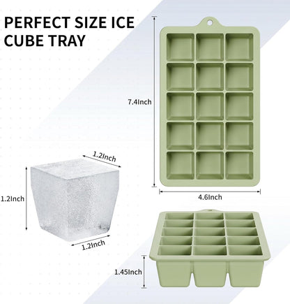 Silicone Ice Cube Tray 3 Pack, HANCELANT Ice Cube Mold, Ice Trays for Freezer with Lid for Whiskey, Baby Food, BPA Free, Easy Release