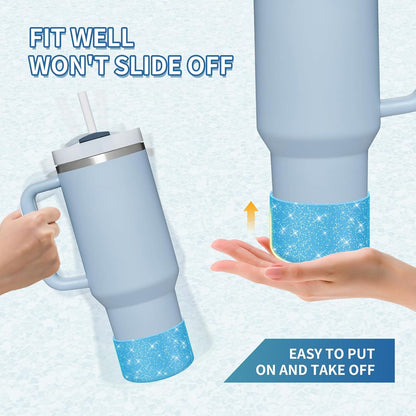 WUQID Protective Bling Silicone Boot Sleeve, Compatible with Stanley Tumbler 20-40oz & Hydro Flask Bottle 12oz-24oz, Glitter Reduces Dents Sleeve Cover for More Bottles/Tumblers Bottom of 2.83-2.95in