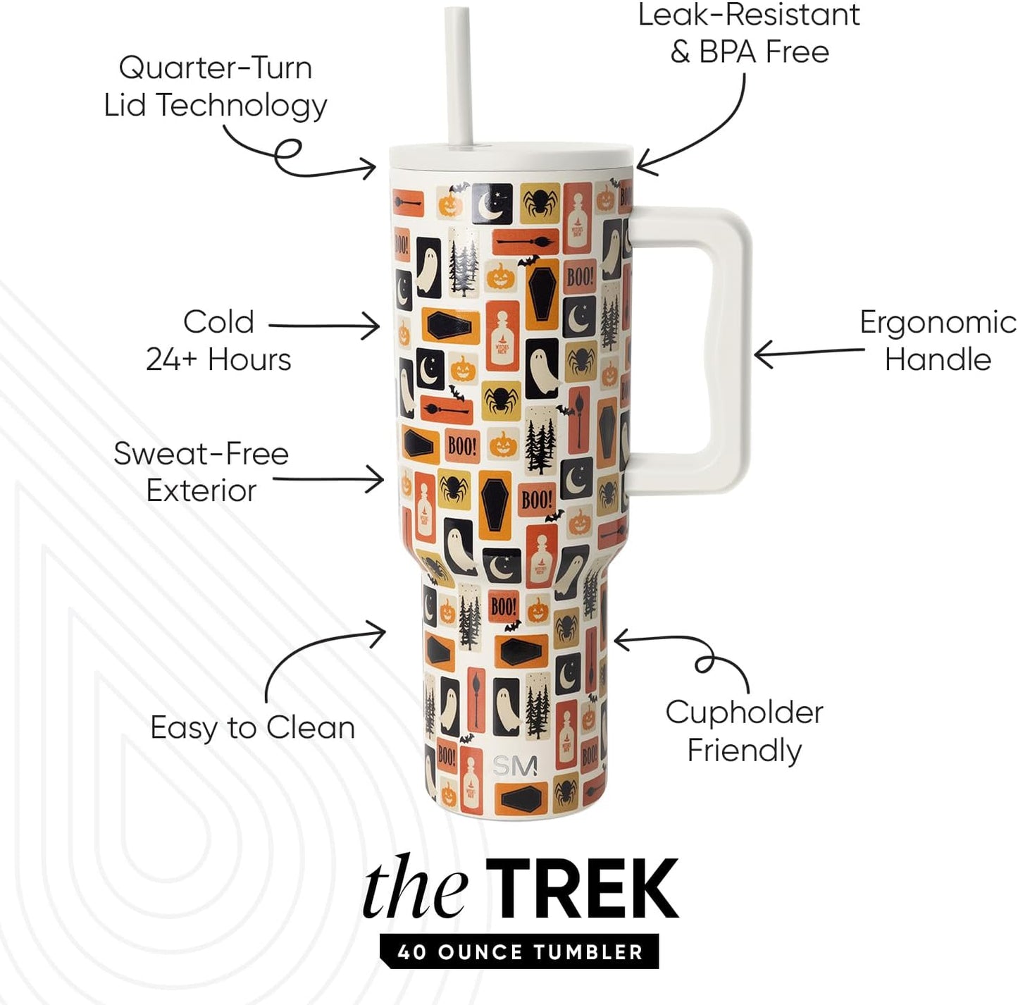 Simple Modern Halloween Signature Voyager | 16oz Travel Coffee Mug Tumbler with 360° Lid | Gifts for Women Men | Ceramic-Lined Insulated Stainless Steel Cold Brew Iced Coffee Cup | Spooky Mix