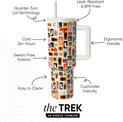 Simple Modern Halloween Signature Voyager | 16oz Travel Coffee Mug Tumbler with 360° Lid | Gifts for Women Men | Ceramic-Lined Insulated Stainless Steel Cold Brew Iced Coffee Cup | Spooky Mix