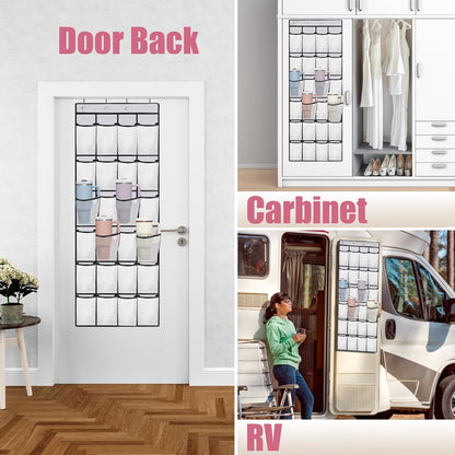 Stanley Cup Organizer - 24 Pocket Large Capacity Holder, Portable Foldable Hanging Bag for Cabinet, Wall, Door, RV - Kitchen Storage Accessories