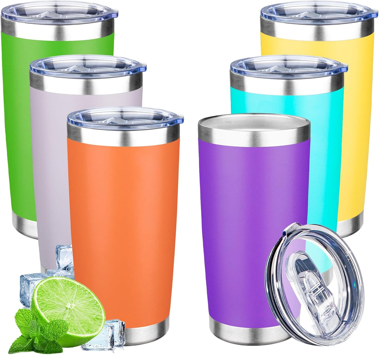 20oz Tumbler with Lid Double Wall Vacuum Insulated Travel Coffee Mug Stainless Steel Thermal Cup Powder Coated Sturdy Coffee Tumbler for Hot and Cold Beverage (Baby blue,1)