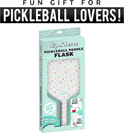 GoSports Sip N' Serve Pickleball Paddle Flask (20 oz) - Hidden Alcohol Travel Flask - Funny Liquor Gift – Includes Funnel & Spout
