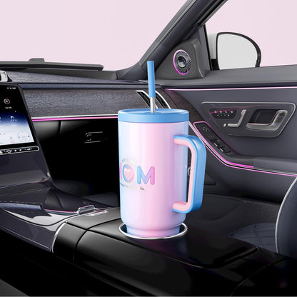 Meoky 40 oz Tumbler with Handle and Straw: Stainless Steel Insulated Tumbler with Lid and Straw - 100% Leak Proof Tumbler for Car Cup Holders - Travelers Commuters Workers, Donut