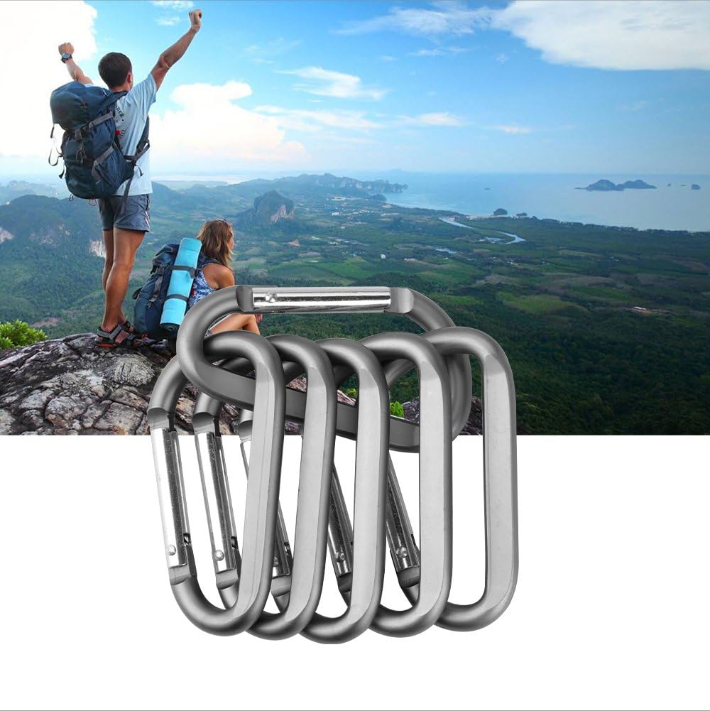 CampTek Carabiner Caribeaner Clip,3" Large Aluminum D Ring Shape Carabeaner with Keyring Keychain Hook