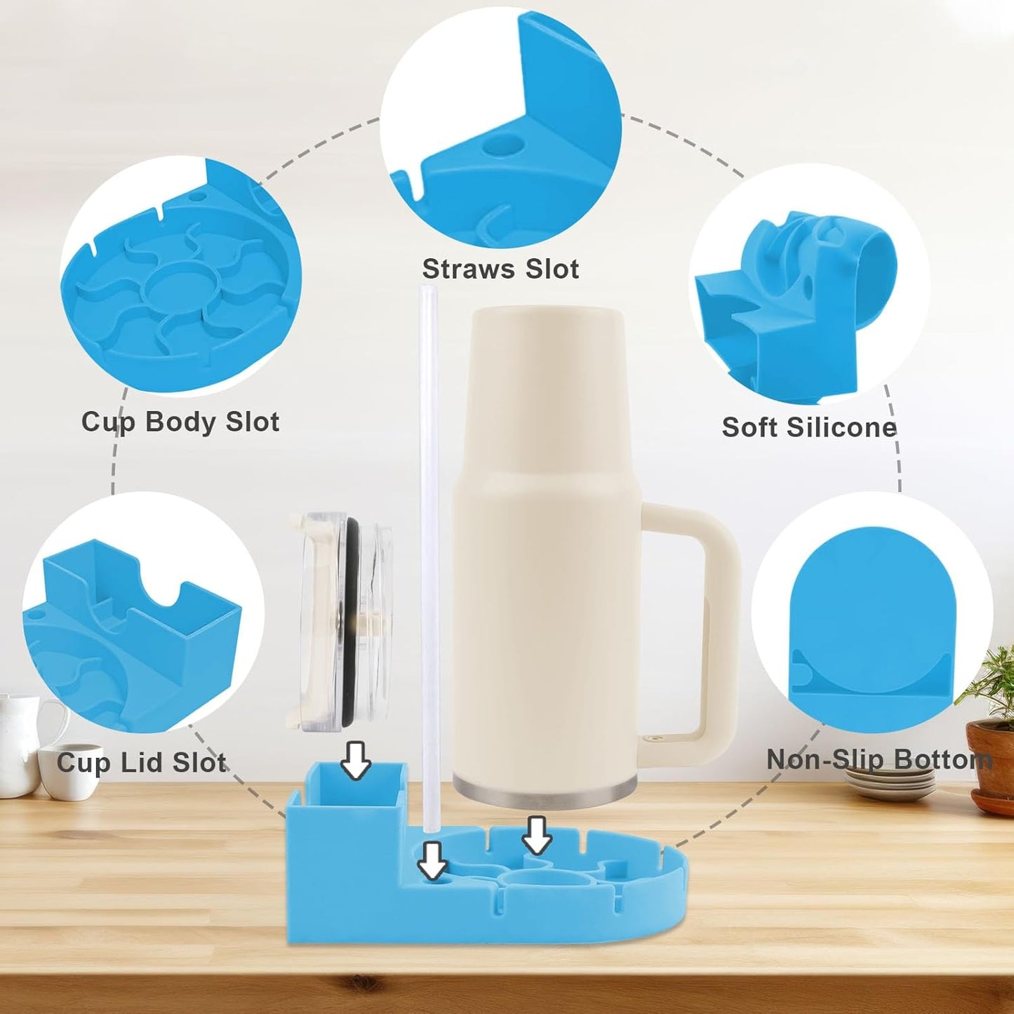 Water Bottle Drying Rack, Silicone Tumbler Drying Rack, Baby Bottle Dryer Holder, Cup Dryer for Stanley 20/30/40 oz, Mugs, Glasses
