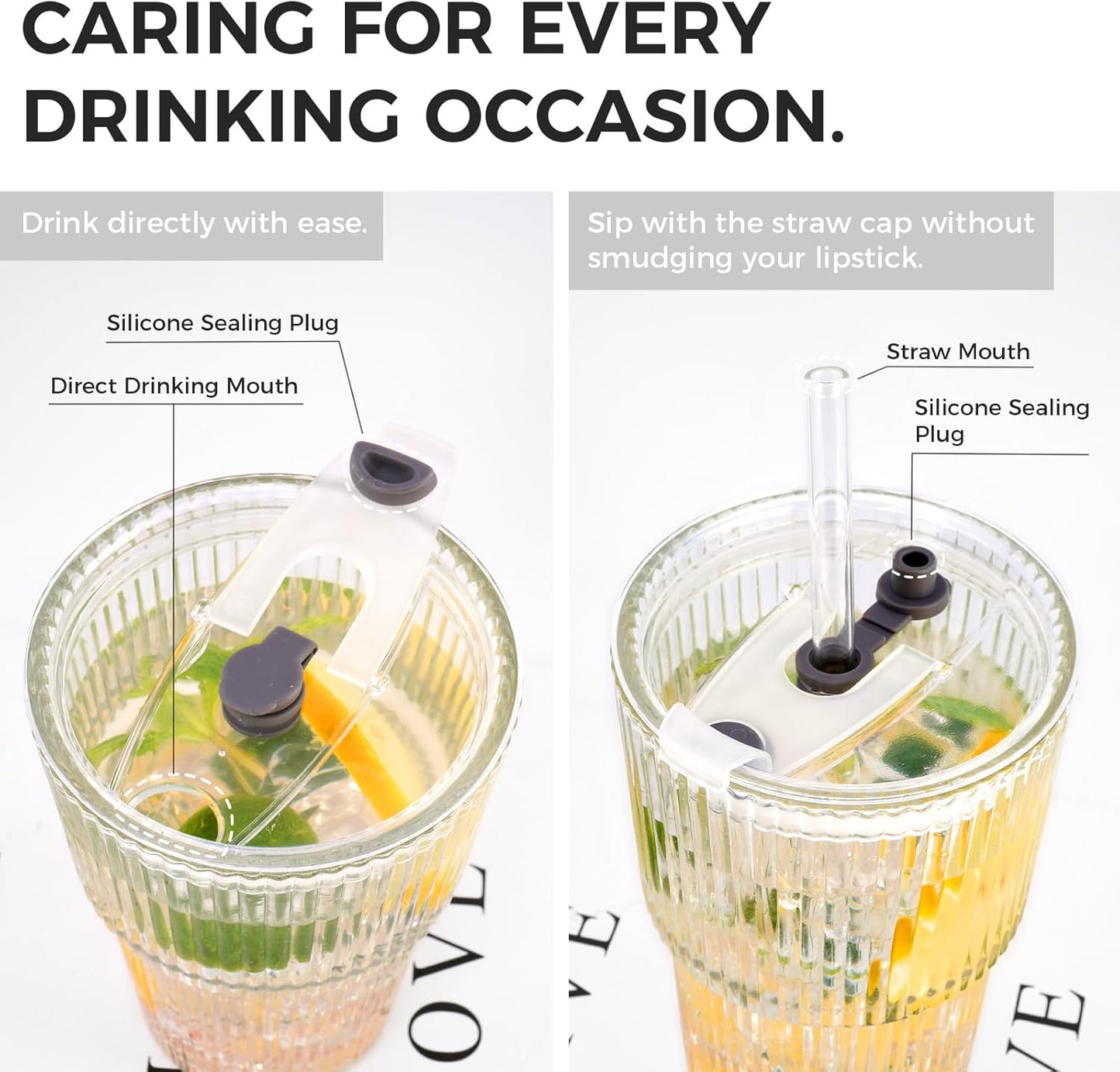 Reusable Plastic Boba Cup With Lids And Straws, 24Oz/700ml Smoothie Cups, Iced Coffee Cup, Leakproof Kawaii Cup, Boba Tumbler With Boba Reusable Straw,Double Wall Clear Bubble Tea Cup