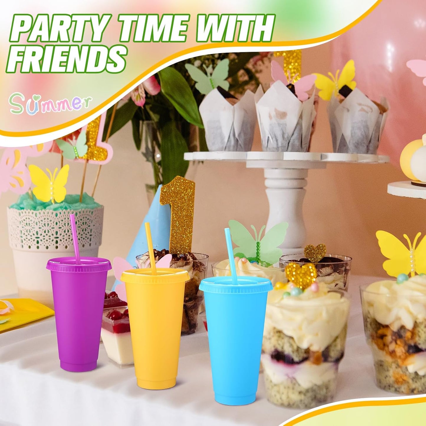 Honeydak 15 Pack Tumbler with Straw and Lid Bulk Cups for Gifts Water Bottle Iced Coffee Travel Mug Cup Reusable Plastic Tumblers for Party Birthdays 24-27 oz (Solid Color)