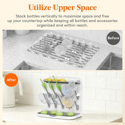 Lifewit Large Baby Bottle Drying Rack 15 Hooks, Newborn Essentials Must Haves, Bottle Storage Organizer for Countertop, Cabinet, Rack Dryer Holder for Pacifiers, Pump Parts, Baby Stuff