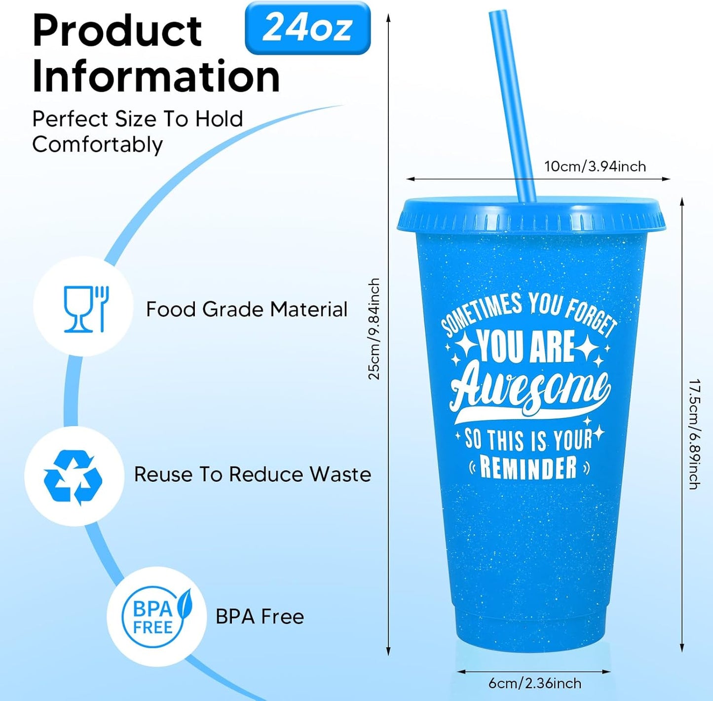 24 Pack Plastic Tumblers with Lids and Straw, Reusable Cups with Lids and Straws Colorful Cups for Cold Drink Iced Coffee, Plastic Tumbler Bulk for Party Birthday Gifts (24 oz, Stylish Colors)