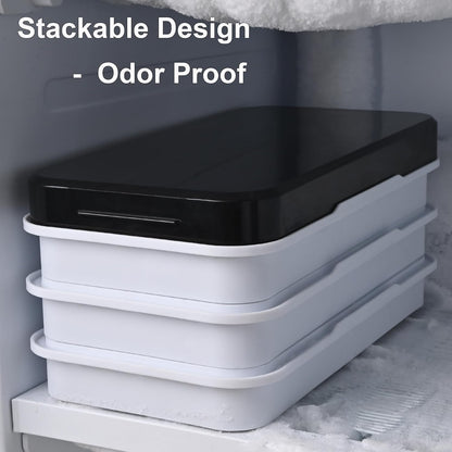 Ice Trays for Freezer with Lid & Bin, Ice Cube Tray Making 64 pcs Ice Cubes, Easy Press to Release Ice, Ice Tray with Storage Bin Chilling Cocktail Whiskey Coffee 2 Trays 1 Ice Bucket & Scoop (Black)