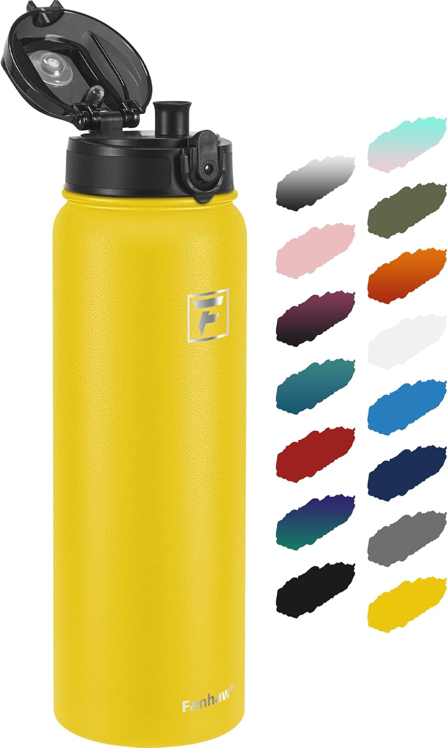 Fanhaw 20 oz Insulated Stainless Steel Water Bottle with Anti-Dust Chug Lid, Leakproof Vacuum Metal Everyday Use Bottle for Kids, Teens & Adults, Back to School Essentials (Green Blue)