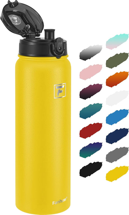 Fanhaw 20 oz Insulated Stainless Steel Water Bottle with Anti-Dust Chug Lid, Leakproof Vacuum Metal Everyday Use Bottle for Kids, Teens & Adults, Back to School Essentials (Green Blue)
