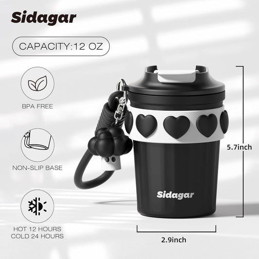 SDGA+ 12 oz Travel Coffee Mug Spill Proof Leak Proof, Stainless Steel Thermal Coffee Cup with Lid, Resuable Cup for Hot and Cold, Portable Tumbler for Women, Light Pink