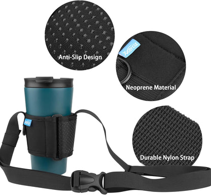 Xxerciz Tumbler Carrier Holder Water Bottle Holder with Adjustable Shoulder Strap Portable Water Bottle Sling for Walking