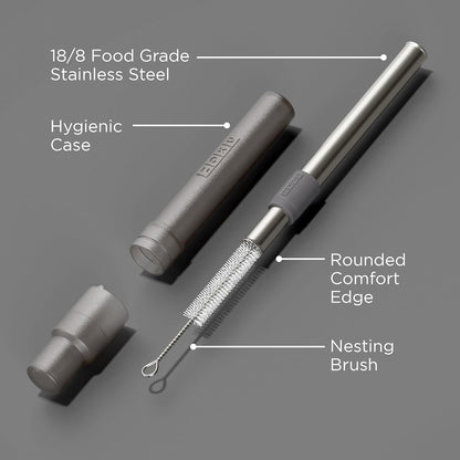 ZOKU Reusable Metal Straw with Case for Travel, Teal - Collapsible Stainless Steel Drinking Straw with Silicone Tip and Cleaner Brush, Ideal for Key Chains, Pockets, Purses