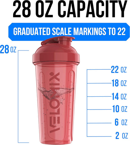 VELOMIX -6 PACK- 28 oz Protein Shaker Bottle for Protein Mixes - 6x Wire Whisk | Leak Proof Shaker Cups for Protein Shakes | Protein Shaker Bottle Pack | Protein Shake Cup (Earth Tones Collection)