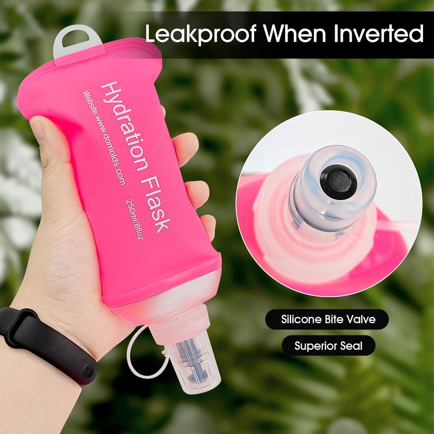 GYGYL Soft Flask, TPU Collapsible Soft Water Bottle for Hydration Pack, Running Vest, Leak-Proof Folding Water Bottle for Hiking Cycling Climbing Jogging-250ml Grey