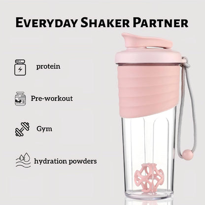 Shaker Bottle for Protein Mixes，24 oz，Protein Shaker Bottles with Whisk Ball, Mixer Bottle, Protein Bottle,Portable Pre Workout Whey Protein Drink Shaker Cup，Pink