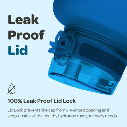 Hydracy Water Bottle with Time Marker -Large BPA Free Water Bottle & No Sweat Sleeve -Leak Proof Gym Bottle with Times to Drink - Ideal for Fitness Sports & Outdoors