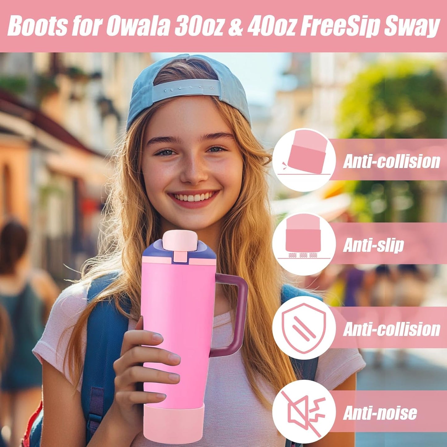 Mity rain 2PCS Protective Silicone Boots for Owala 30oz & 40oz FreeSip Sway Bottles & Tumblers - Accessories for owala, Enhances Stability & Prevents Scratches(Black Cherry)