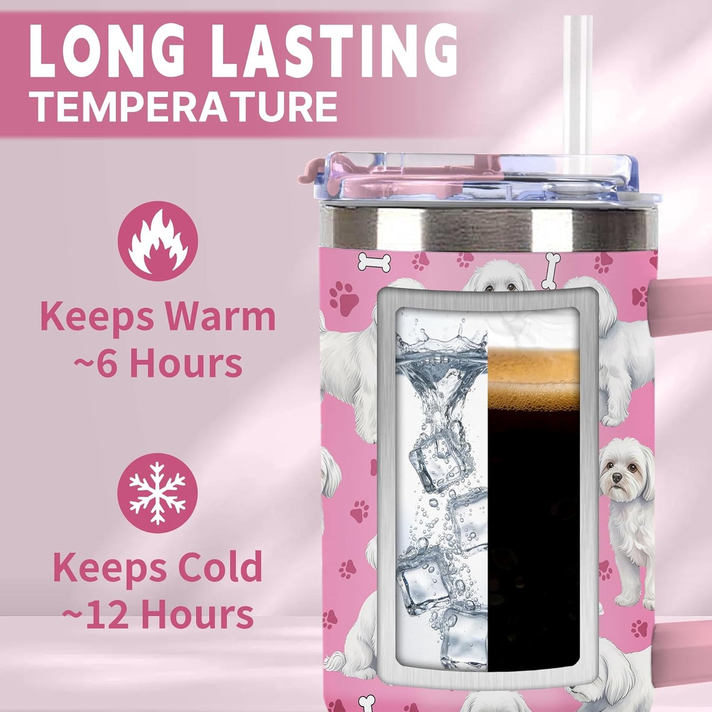 Beagle Gifts for Women Men, 40oz Stainless Steel Insulated Tumbler Travel Cup Mug, Funny and Unique Beagle Gifts for Dog Lover - Colors B