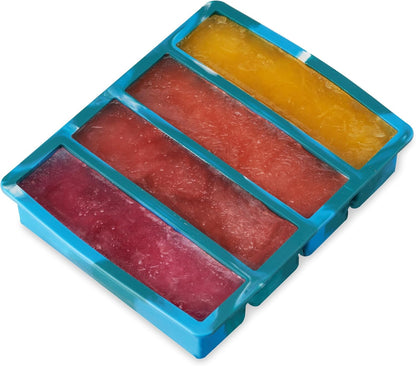 Host Ice Cube Tray, Makes Four 5-Inch Long Cubes, Durable Silicone Trays with Easy Release Design, Perfect for Water Bottles and Highball Glasses, Home Bar Accessories, Set of 1, Marble