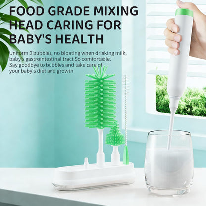 Rechargeable Electric Bottle Brush with Stand - 360° Spin Silicone Cleaner for Baby Bottles, Breast Pumps & Small Household Containers (Sea Blue)