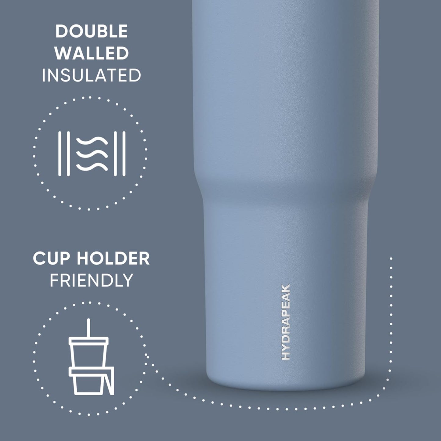 Hydrapeak Nomad 32oz Insulated Stainless Steel Travel Tumbler with Handle & Straw Lid, Leakproof, Cupholder Friendly, Keeps Drinks Cold 24 Hours, Reusable Bottle for Daily Hydration (Pale Sage)