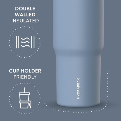 Hydrapeak Nomad 32oz Insulated Stainless Steel Travel Tumbler with Handle & Straw Lid, Leakproof, Cupholder Friendly, Keeps Drinks Cold 24 Hours, Reusable Bottle for Daily Hydration (Pale Sage)