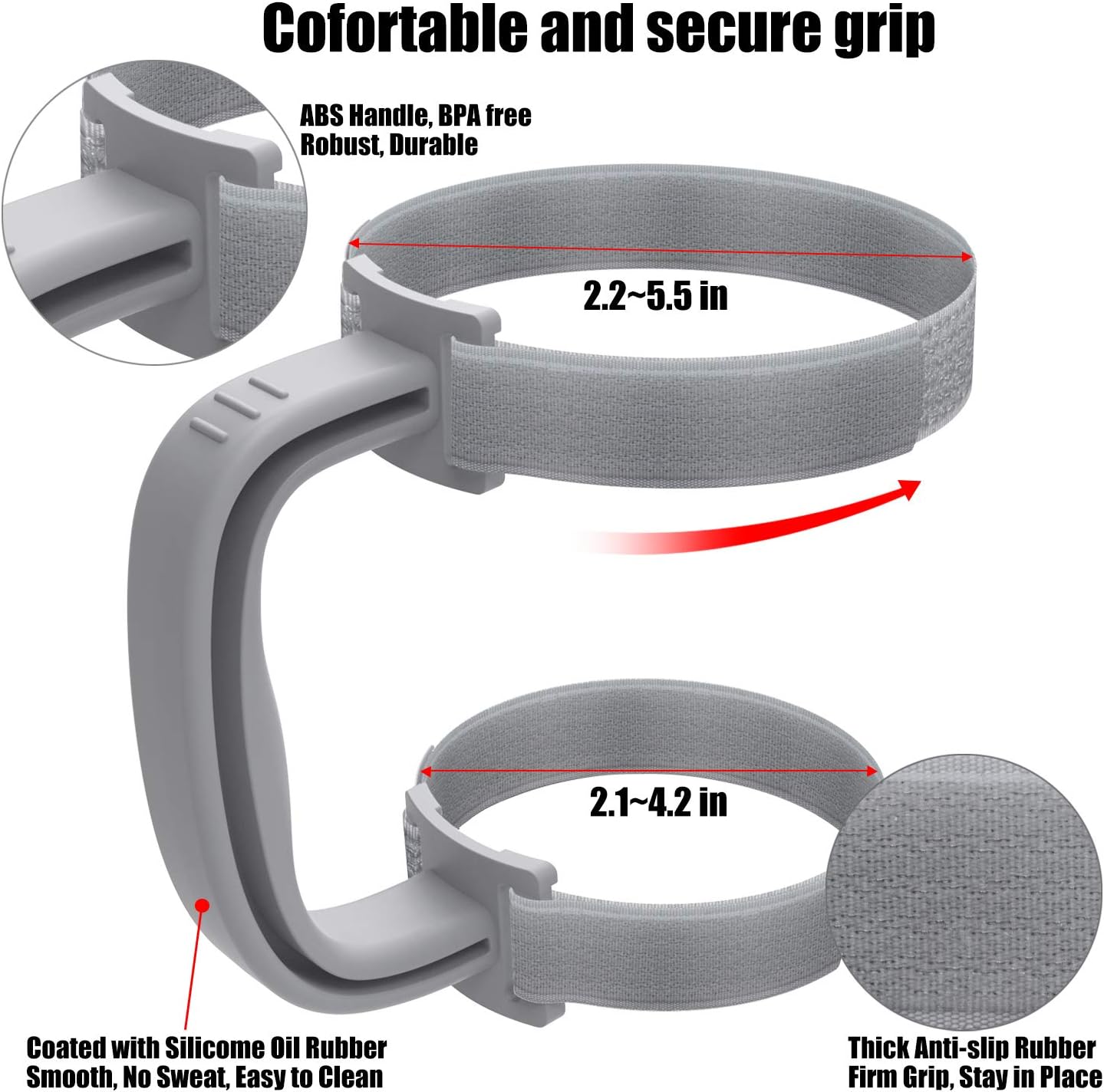 New Upgrade Anti-Slip Adjustable Tumbler Handle Fit for 20 Oz to 40 Oz All Brands Tumbler Cup of YETI, RTIC, Ozark Trail, Tervis, Corkcicle, Slm, Reduce Cold, Artic, Atlin, Bubba and SIC Etc
