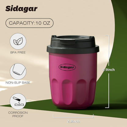 Travel Coffee Mug 10 oz Ceramic Lined Tumbler, Double Wall Stainless Steel Coffee Cup with Lid, Vacuum Spill Proof Mini Water Bottle, Insulated Thermal Mug for Home Office,Pink