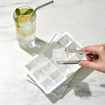 Host Ice Cube Tray, Makes Four 5-Inch Long Cubes, Durable Silicone Trays with Easy Release Design, Perfect for Water Bottles and Highball Glasses, Home Bar Accessories, Set of 1, Marble