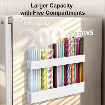 9.5” Large Acrylic Straw Holder for Cabinet Door, Reusable Adjustable Two-Part Straws Organizer with Ultra Sticky Adhesive Strips, 2026 Straw Storage for Kitchen Cupboard (Transparent)