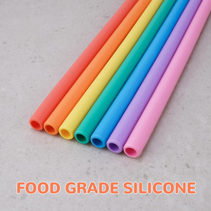 Tomorotec 15PCS Reusable Silicone Drinking Straws w/ 2 Brushes, Fit for Stanley Tumbler 40oz 30oz 20oz, 12" Long Customizable for Various Drinkware, Dishwasher Safe, BPA-Free, Safe for Teeth (Macaron)