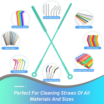 Silicone Water Bottle Brush and Straw Cleaner Set,Long Bottle Brush,Straw Cleaning Brush Silicone,Long Handle Scrub Cleaning Brush for Narrow Neck Bottle,Wine Bottle,Thermos,Sports Bottles (Dark Grey)