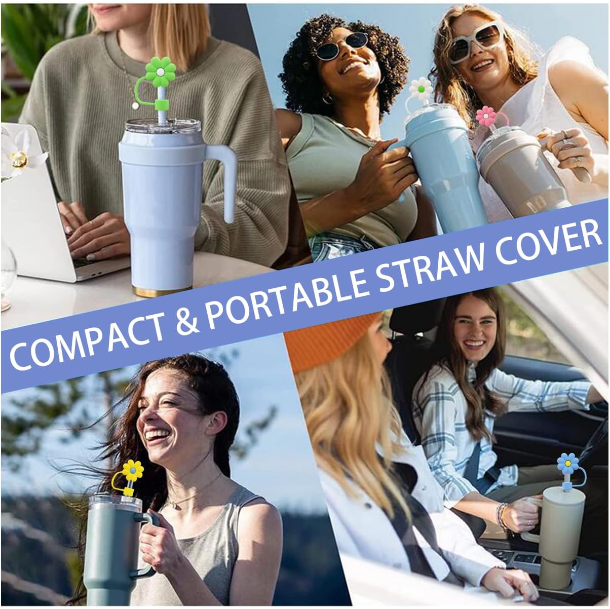 Straw Cover Cap for Stanley Cup,Silicone Straw Topper 10 mm 0.4 in Reusable Straw Tips Lids,Straw Tip Covers for Stanley Cups Accessories